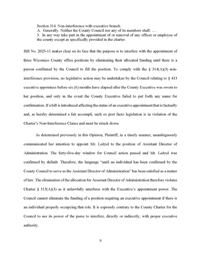 WICOMICO COUNTY JUDGE OPINION PAGE 9 - GIORDANO V COUNCIL